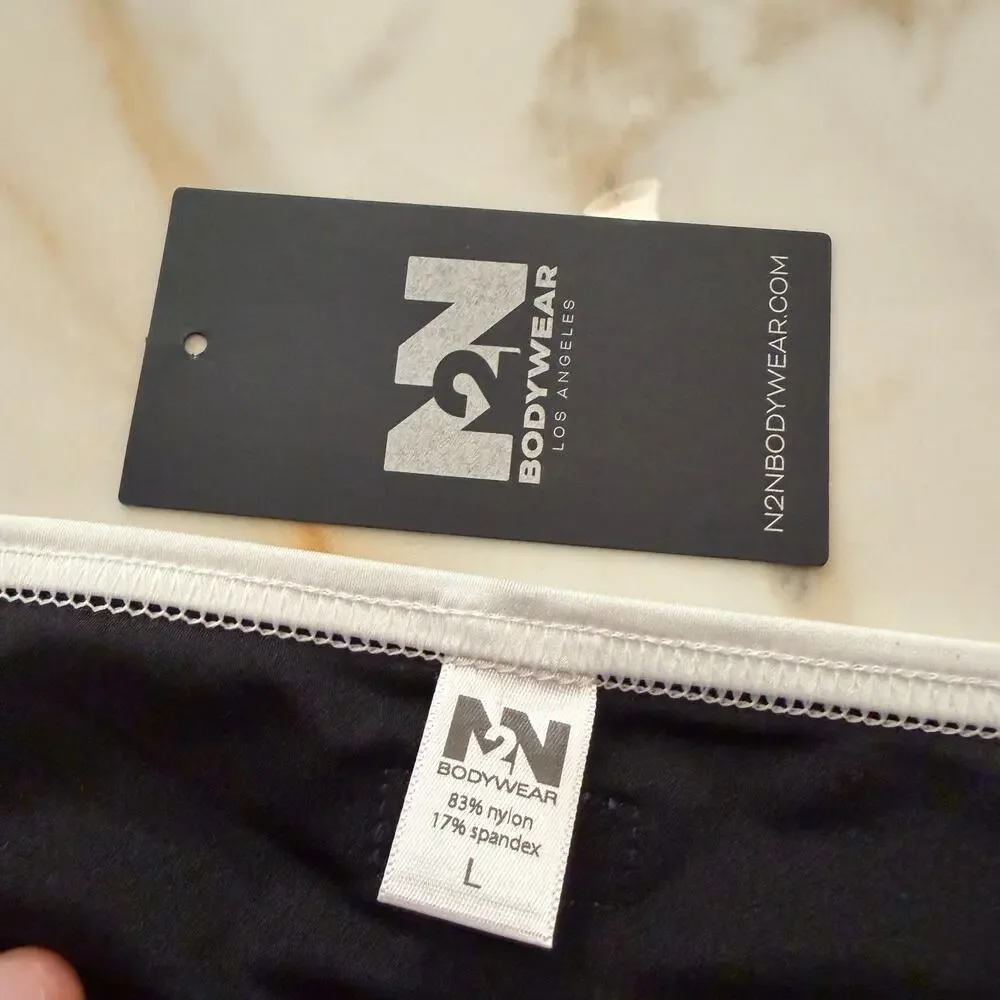 NEW N2N Bodywear Mens University String Swim Bikini Color Black Size Large